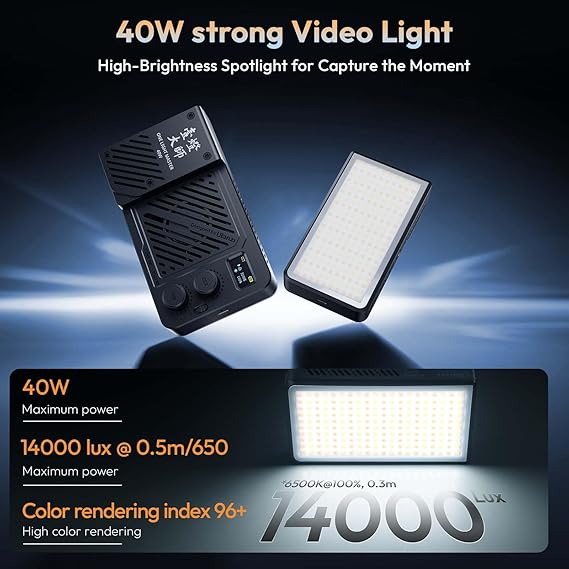 Luz De Vídeo P40 Rgb 40w Pro Portátil Led Fotográfica